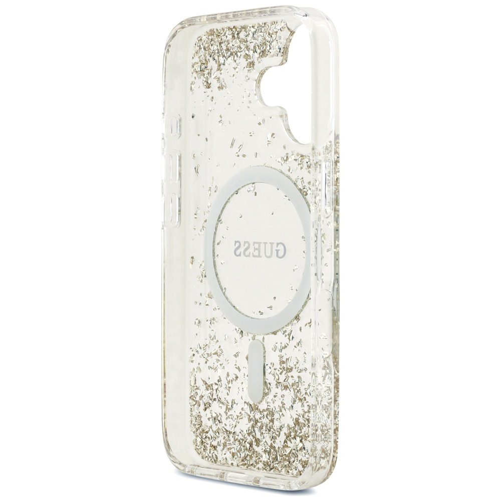480604_oryg Guess case for iPhone 17 GUESS HC MAGSAFE RESIN BOTTOM GLITTER gold