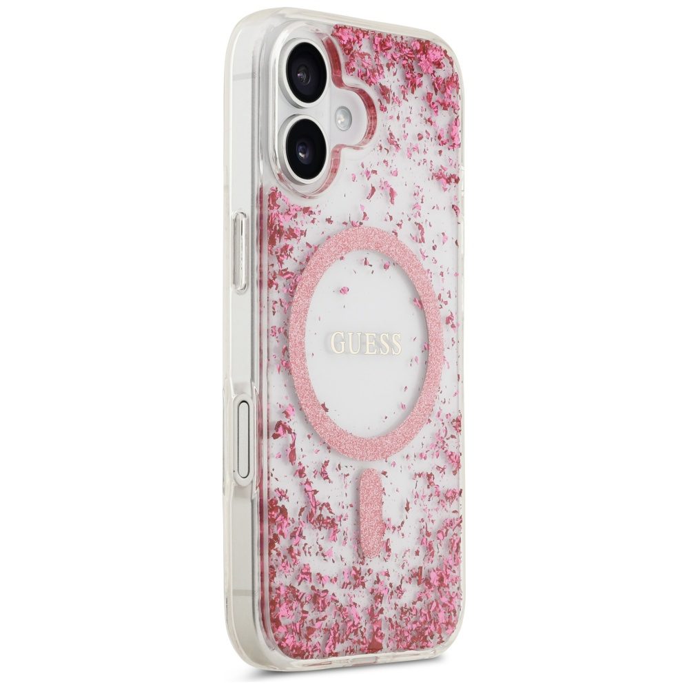 480609_oryg Guess case for iPhone 17 HC MAGSAFE RESIN BOTTOM GLITTER pink