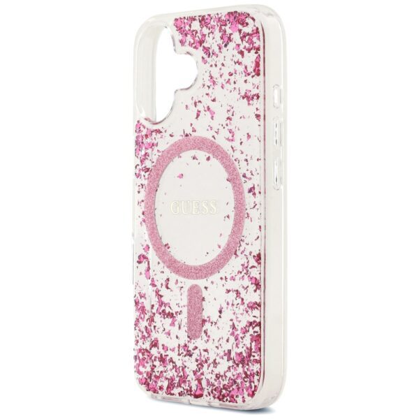 Guess case for iPhone 17 HC MAGSAFE RESIN BOTTOM GLITTER pink