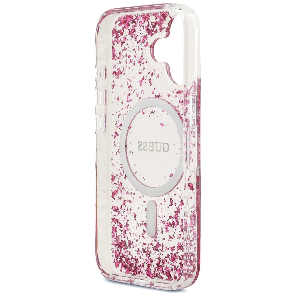 480612_oryg Guess case for iPhone 17 HC MAGSAFE RESIN BOTTOM GLITTER pink