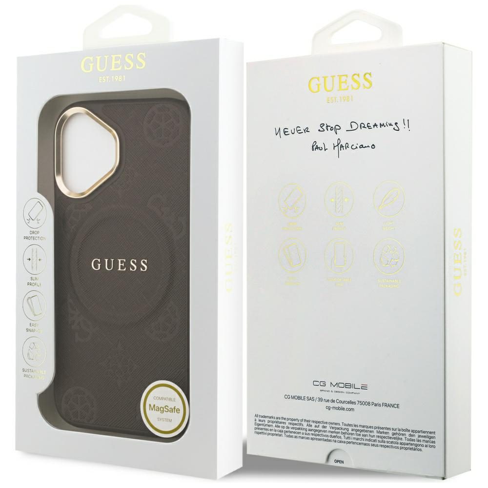 Guess case for iPhone 17 HC MAGSAFE PU W/ PEONY HOT STAMP brown