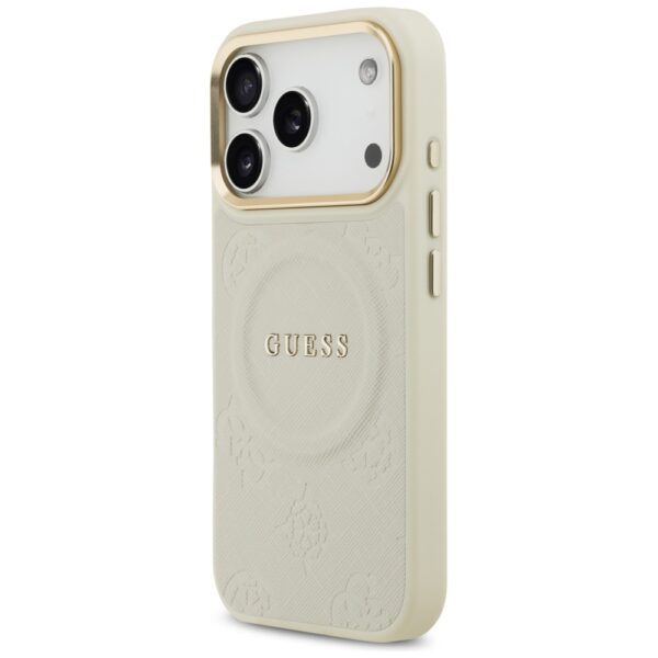 480663_oryg Guess case for iPhone 17 Pro HC MAGSAFE PU W/ PEONY HOT STAMP beige