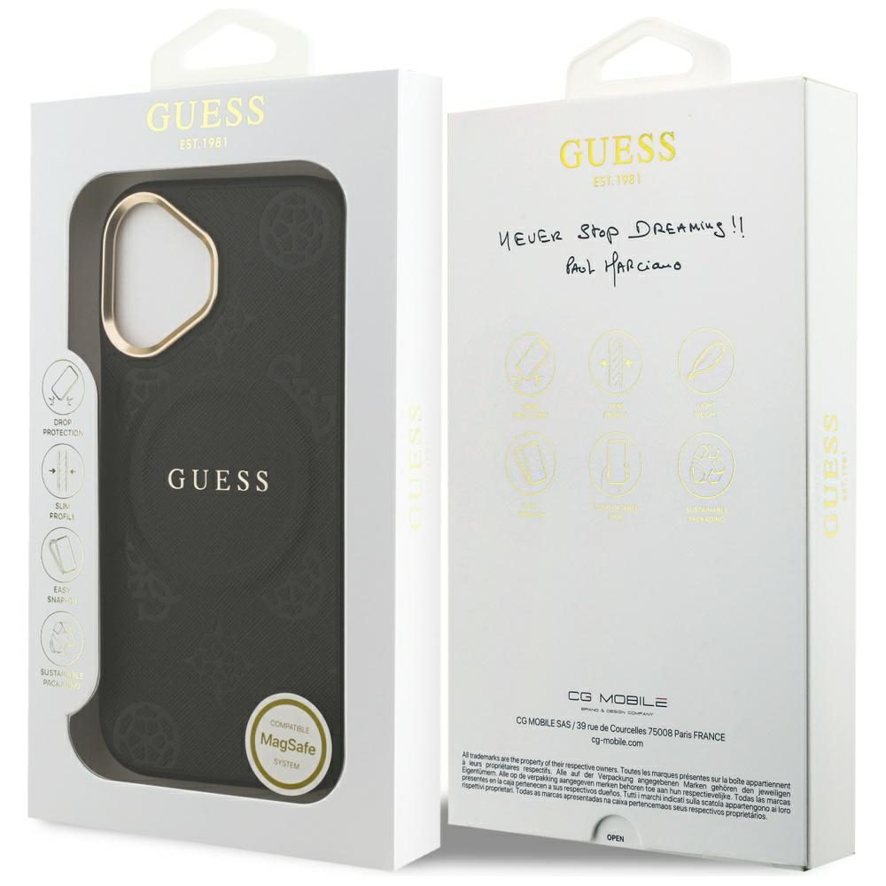 Guess case for iPhone 17 HC MAGSAFE PU W/ PEONY HOT STAMP black
