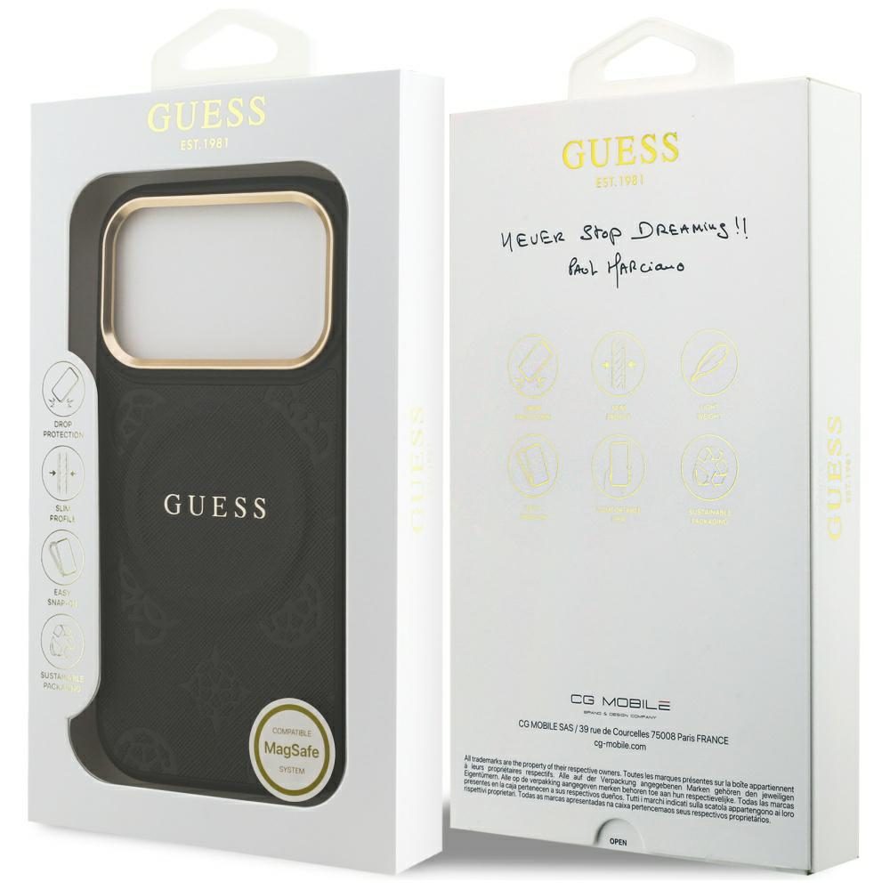Guess case for iPhone 17 Pro HC MAGSAFE PU W/ PEONY HOT STAMP black