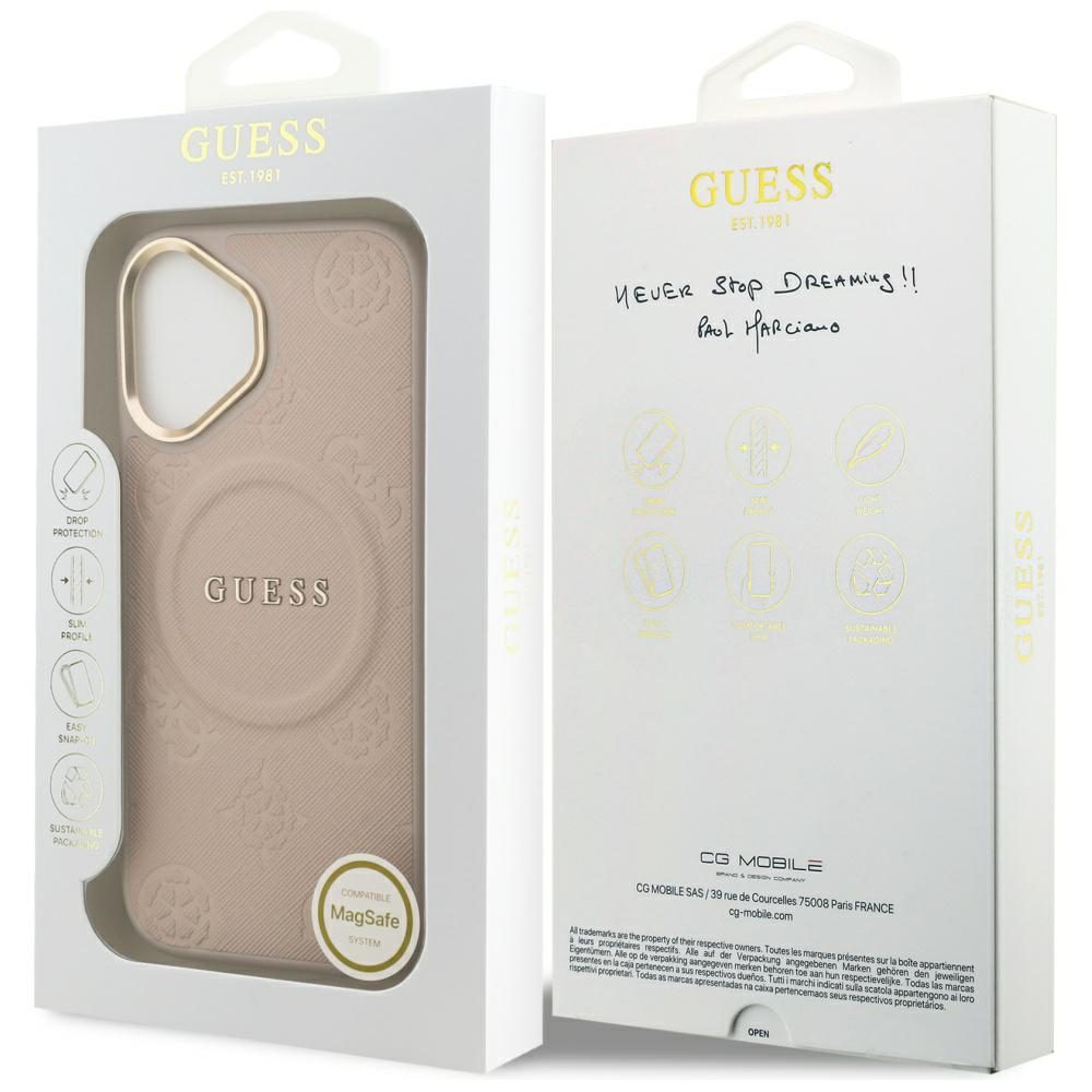 Guess case for iPhone 17 HC MAGSAFE PU W/ PEONY HOT STAMP pink