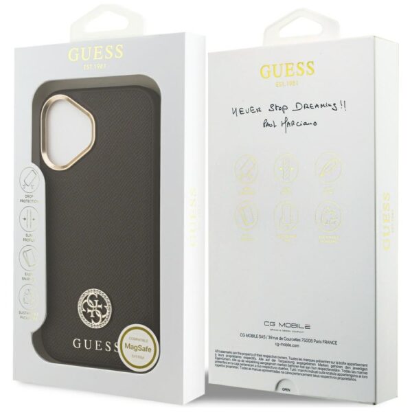 480733_oryg Guess case for iPhone 17 HC MAGSAFE PU W/ GRAINED PU STRASS LOGO brown