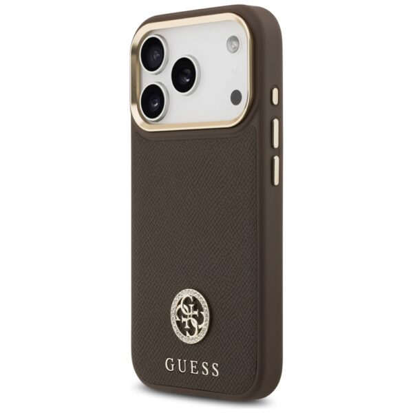 Guess case for iPhone 17 Pro HC MAGSAFE PU W/ GRAINED PU STRASS LOGO brown