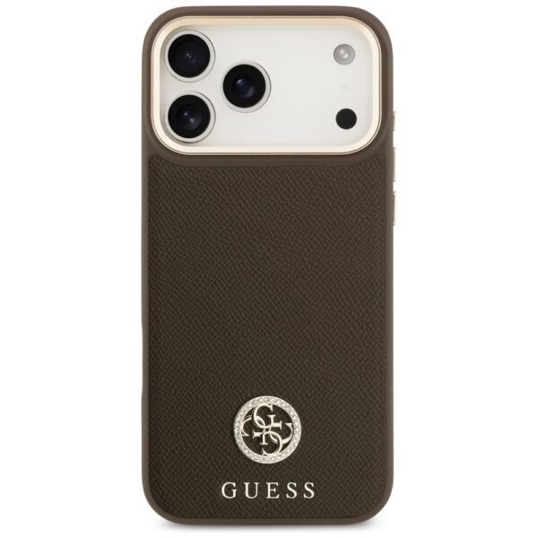Guess case for iPhone 17 Pro Max HC MAGSAFE PU W/ GRAINED PU STRASS LOGO brown