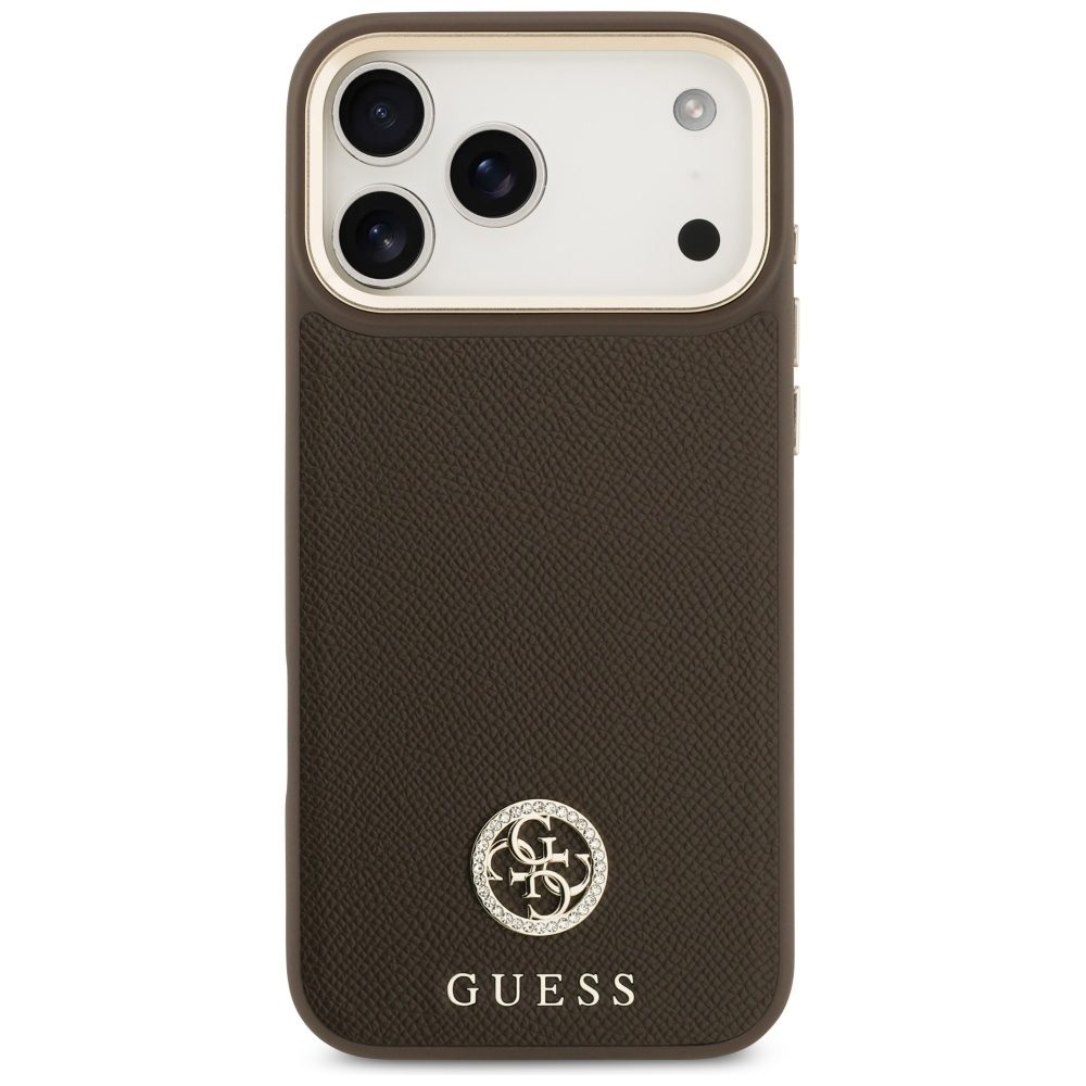 Guess case for iPhone 17 Pro Max HC MAGSAFE PU W/ GRAINED PU STRASS LOGO brown