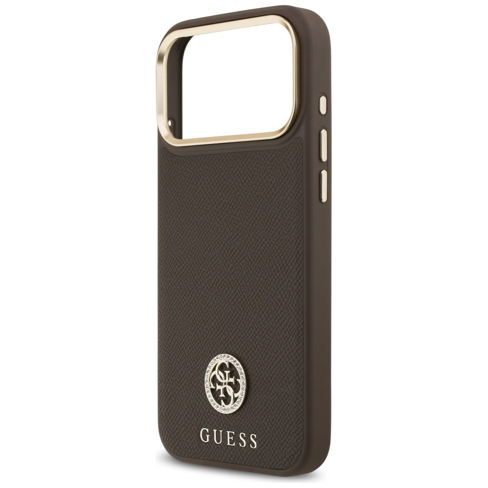 Guess case for iPhone 17 Pro Max HC MAGSAFE PU W/ GRAINED PU STRASS LOGO brown