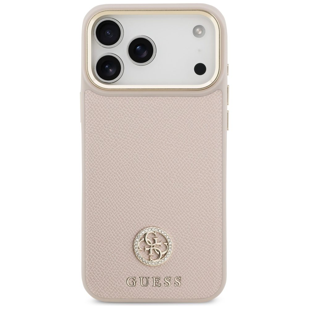 Guess case for iPhone 17 Pro Max HC MAGSAFE PU W/ GRAINED PU STRASS LOGO pink