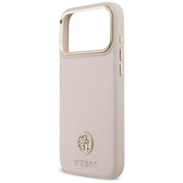 Guess case for iPhone 17 Pro Max HC MAGSAFE PU W/ GRAINED PU STRASS LOGO pink