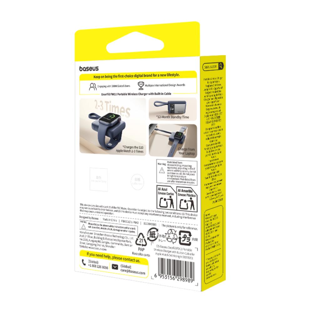 Baseus EnerFill FW11 Portable Wireless Charger for Apple Watch with Built-in Cable 5W Black