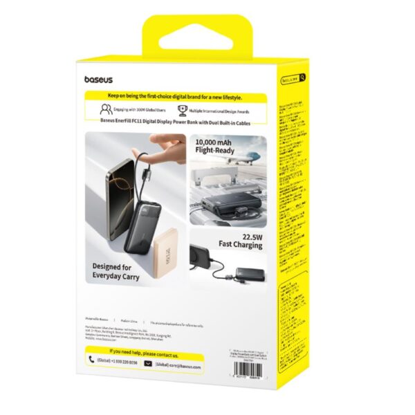 Baseus EnerFill FC11 Digital Display Power Bank with Dual Cable 22.5W 10000mAh Black