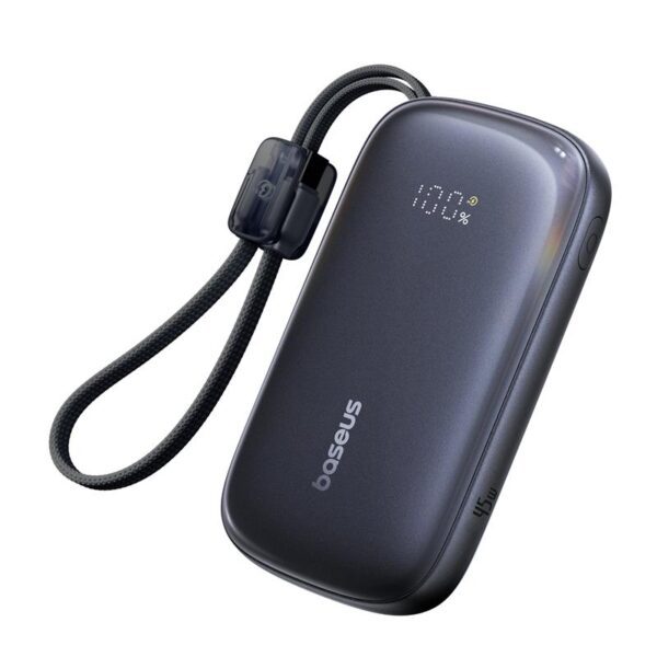Baseus EnerFill FC21 Qpow 3 Ultra Digital Display Power Bank with Detachable Cable 45W 10000mAh Black
