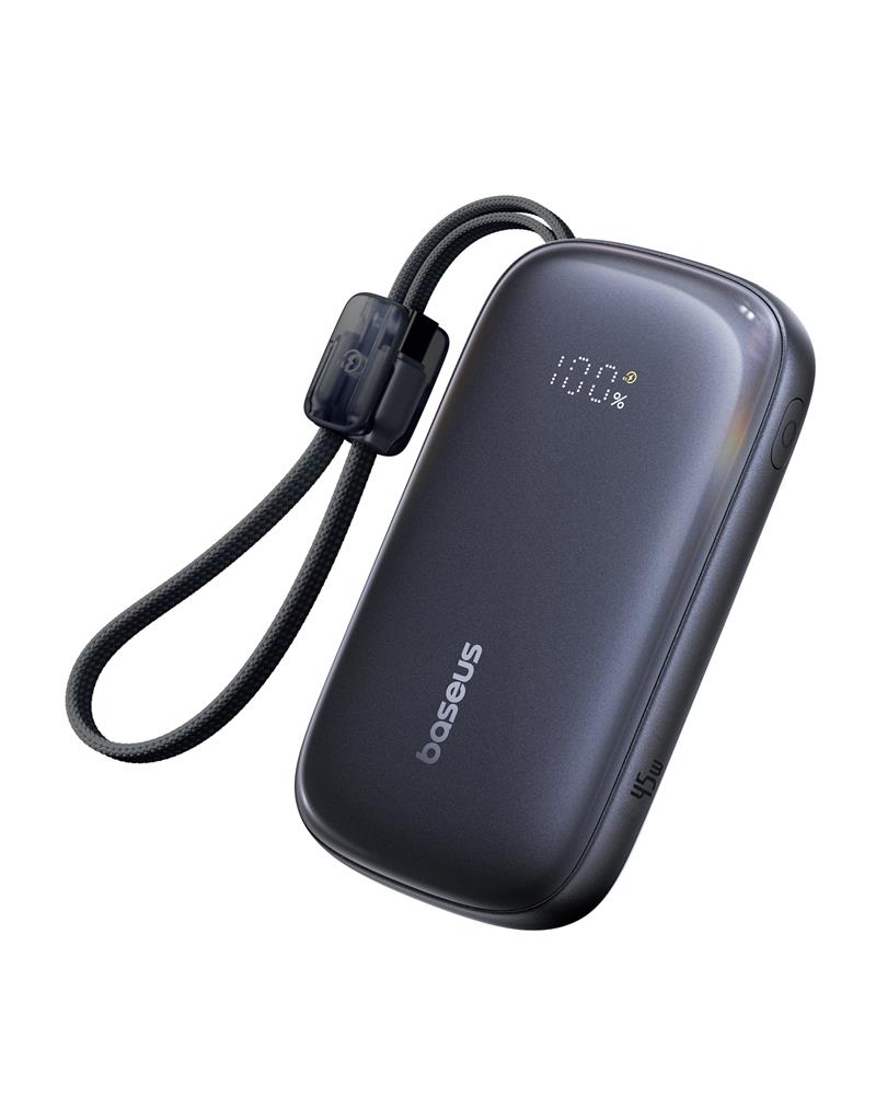 Baseus EnerFill FC21 Qpow 3 Ultra Digital Display Power Bank with Detachable Cable 45W 10000mAh Black