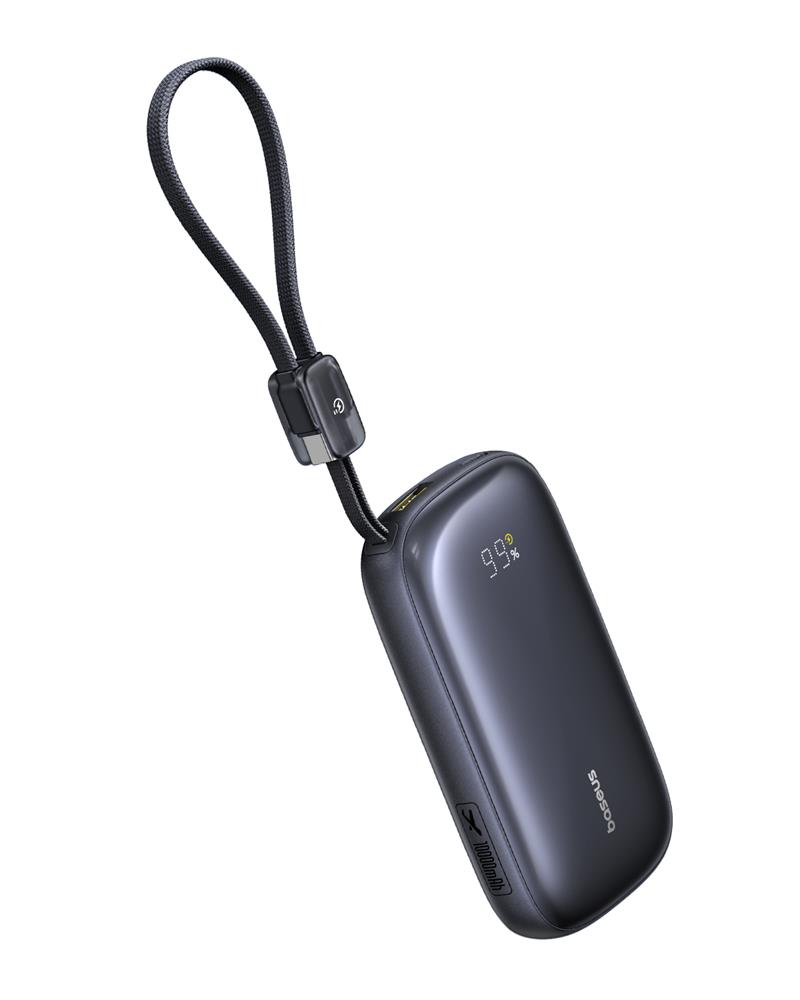 Baseus EnerFill FC21 Qpow 3 Ultra Digital Display Power Bank with Detachable Cable 45W 10000mAh Black