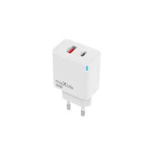 Maxlife MXTC-09-30AC GaN PD QC charger 1x USB-C 1x USB 30W white