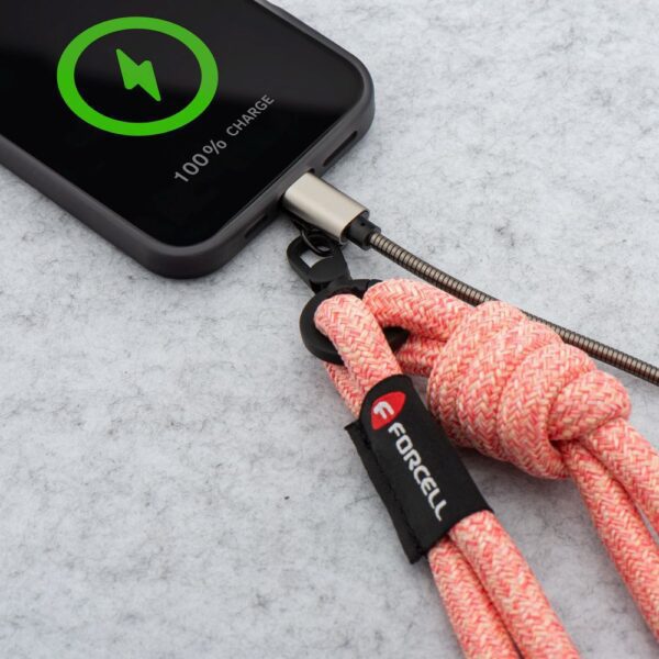 FORCELL F-DESIGN S10X165 crossbody phone lanyard with adjustable length (max 82,5cm in the loop) pink white