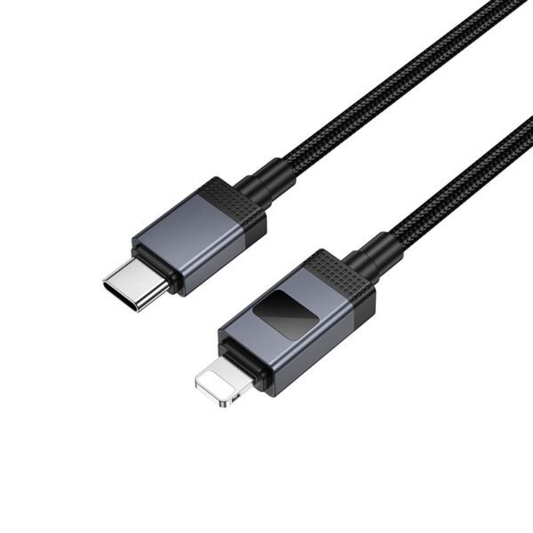 4dd5e73da6c568b107b6878ce0366b77 Cable USB C to Lightning Hoco PD 27W with display 1 m X118 black