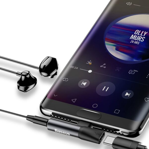 Baseus Audio Converter L41 adapter from USB-C to USB-C port + 3.5 mm headphone jack black (CATL41-01)eng