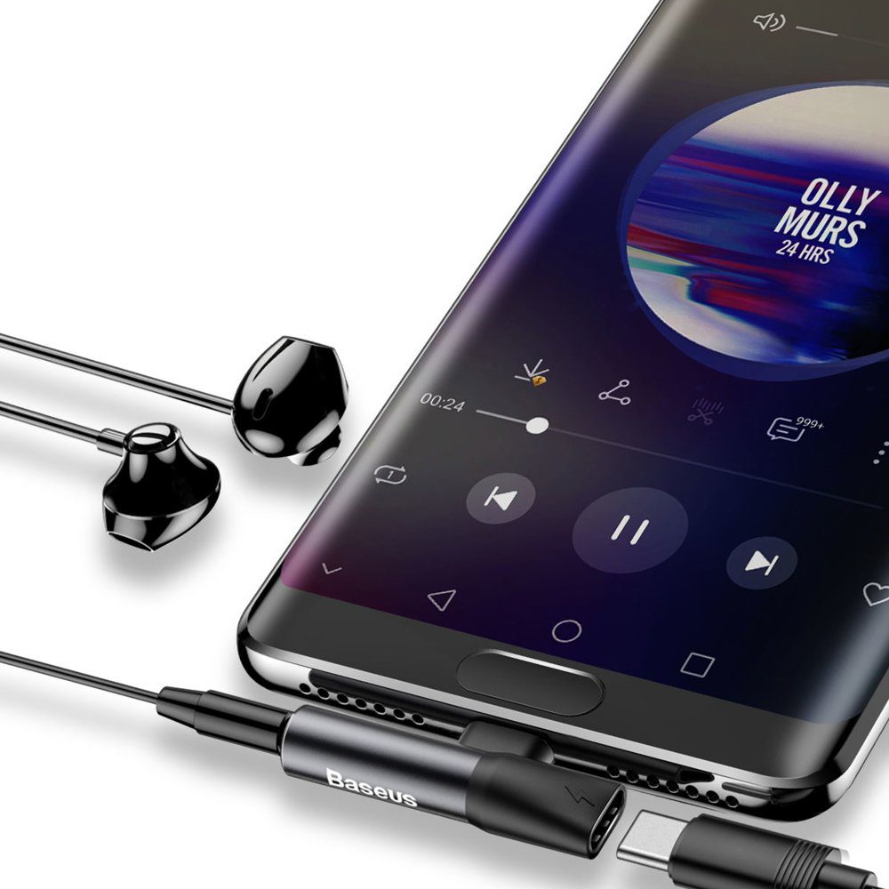 Baseus Audio Converter L41 adapter from USB-C to USB-C port + 3.5 mm headphone jack black (CATL41-01)eng