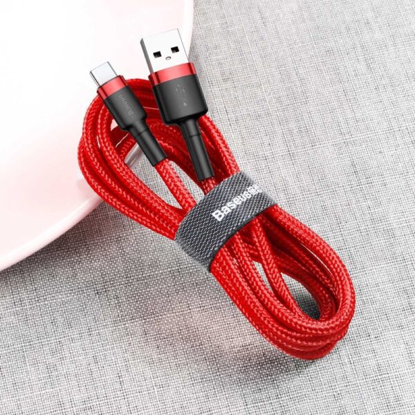 Baseus Cafule Cable Durable Nylon Cable USB / USB-C QC3.0 2A 2M Red (CATKLF-C09)eng