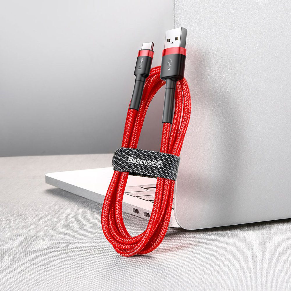 Baseus Cafule Cable Durable Nylon Cable USB / USB-C QC3.0 2A 2M Red (CATKLF-C09)eng