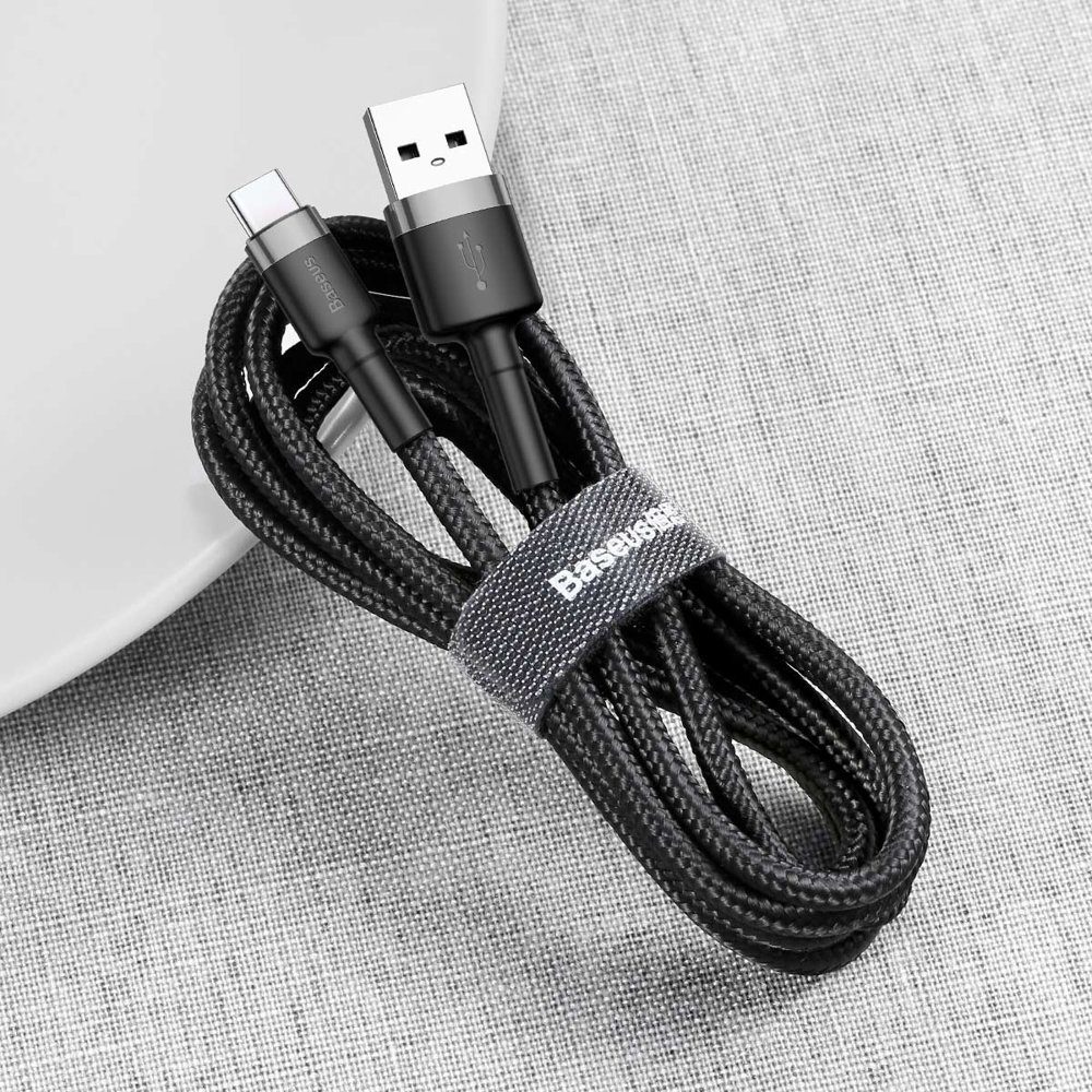 Baseus Cafule Cable Durable Nylon Cable USB / USB-C QC3.0 2A 2M Black-Grey (CATKLF-CG1)eng
