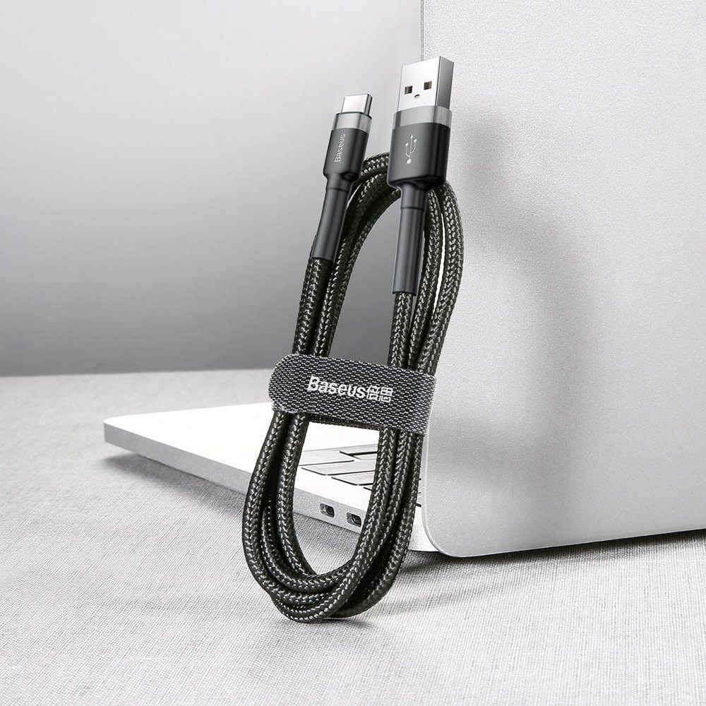 Baseus Cafule Cable Durable Nylon Cable USB / USB-C QC3.0 2A 2M Black-Grey (CATKLF-CG1)eng