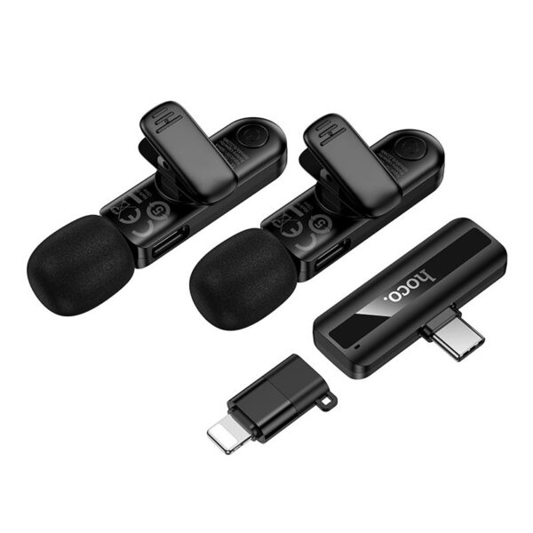 Wireless double microphone Lightning / USB C Hoco L20A black