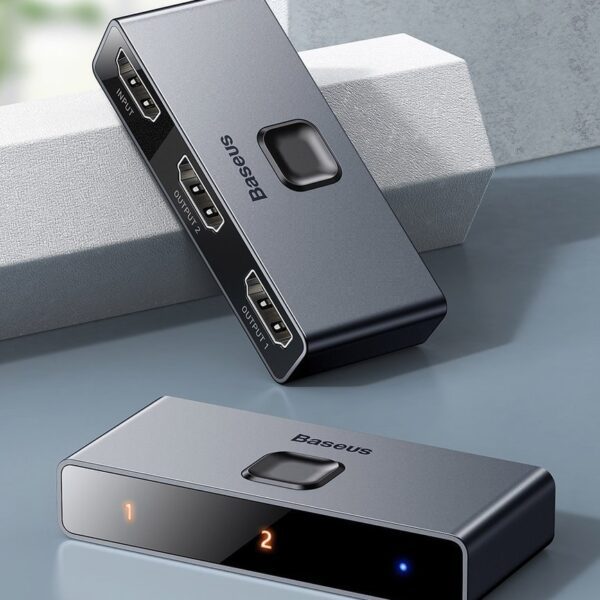 Baseus bidirectional switch splitter switcher HDMI - 2x HDMI 4K / 30 Hz gray (CAHUB-BC0G)eng