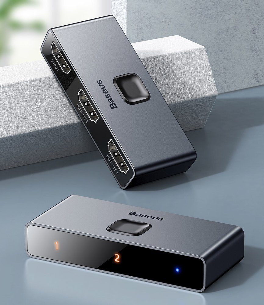 Baseus bidirectional switch splitter switcher HDMI - 2x HDMI 4K / 30 Hz gray (CAHUB-BC0G)eng