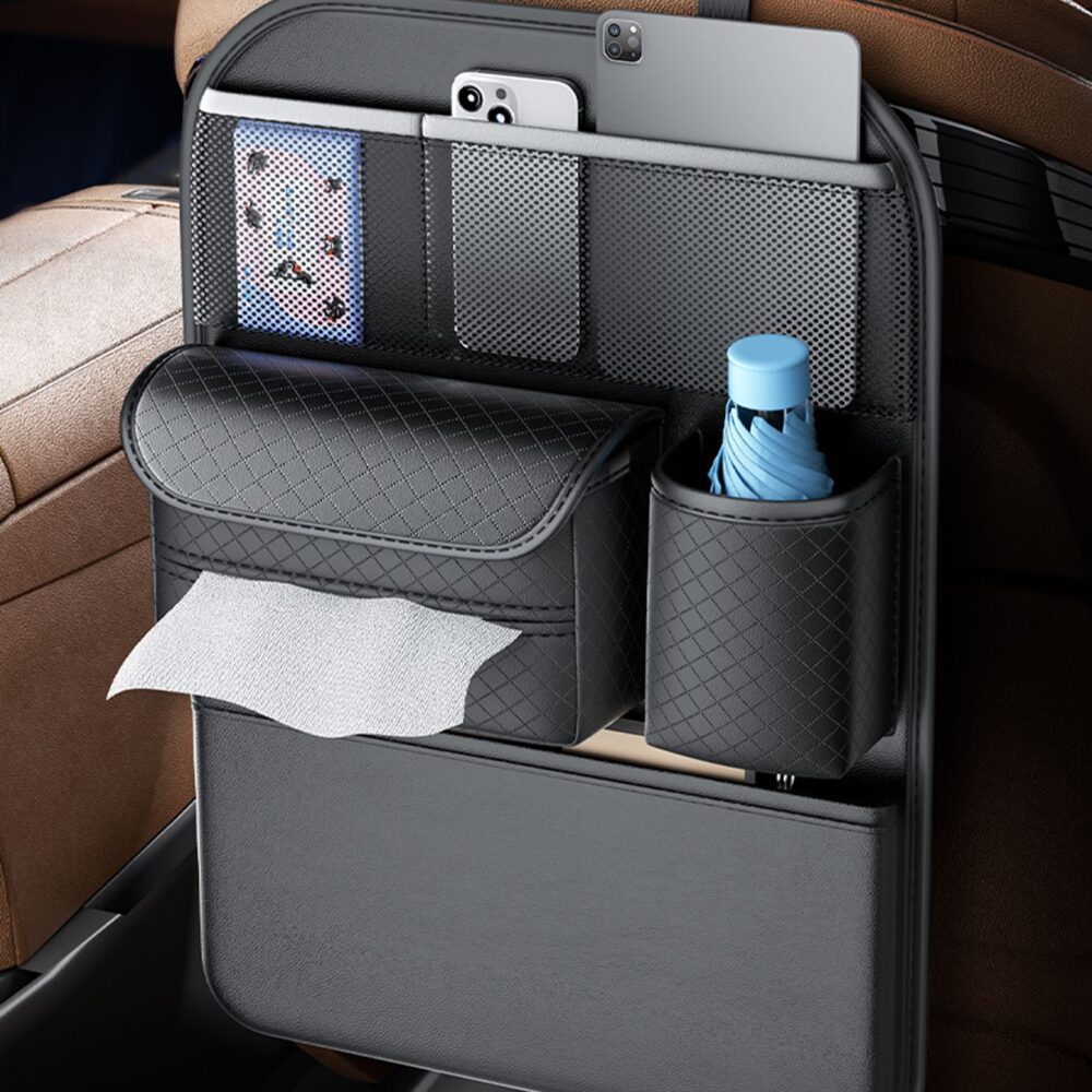 62933a1373ce6ae32299a04c1e4eacf6 Car organizer for front seats with compartments D03 black