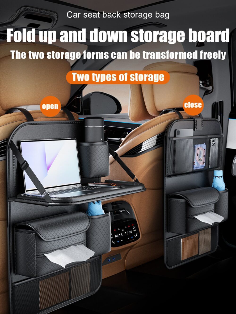 73158f9bdd9d942f7277a6b7ecddc8fc Foldable Car organizer for front seats with compartments D03-B black