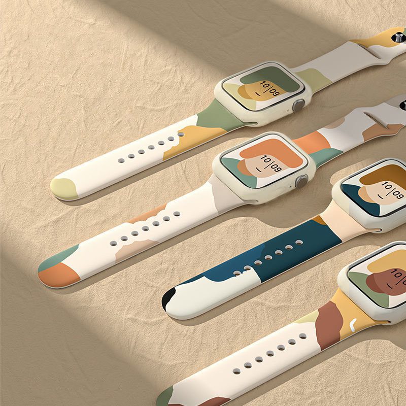 77759_6 Silicone Strap Moro Watch Bracelet Band for Apple Watch 42 / 44 / 45 / 49 mm - Pattern 1eng