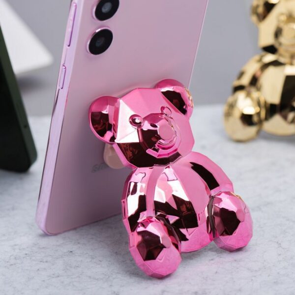 Phone stand BEAR - stick-on - pink