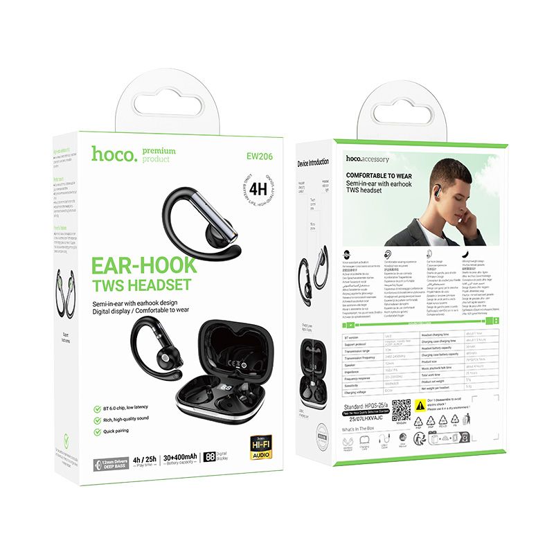 9e6be6981712c2dedabdd92b644e1c87 Wireless earphones Hoco TWS EW206 black