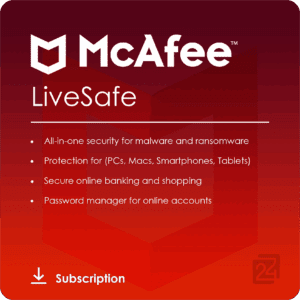 Mcafee Livesafe Απεριοριστοι Χρηστες 1 Χρονος (Ηλεκτρονική Άδεια)