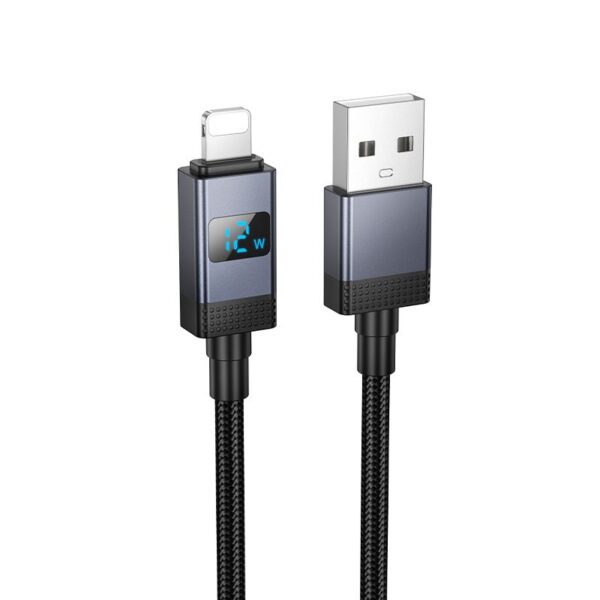 bd379bb20e8fda0e24ac82db5705dc72 Cable USB A to Lightning Hoco 2,4A with display 1 m X118 black