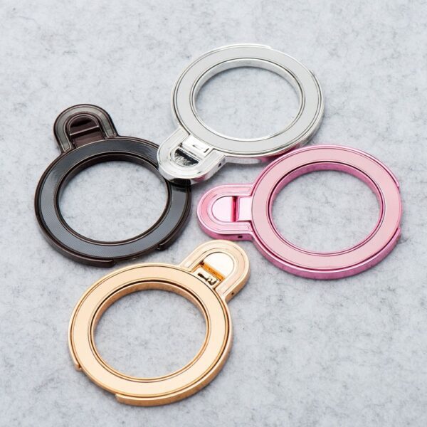 Phone stand CIRCLE MIRROR - stick-on - silver