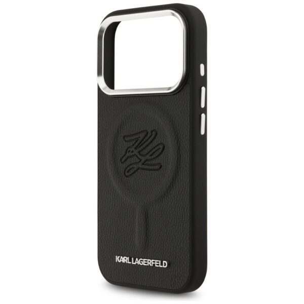 KARL LAGERFELD case for IPHONE 17 Pro Max compatible with MagSafe KLHMP17XPGFKLRDK (PU W/ Initial & Metal Logo) black