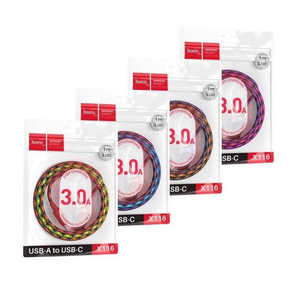 Cable USB A to USB C Hoco 3A 1 m X116 gradient red