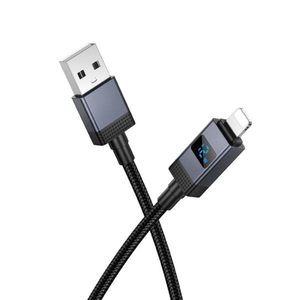 e18fb51b5edb2a36ea361f466ddf95d6 Cable USB A to Lightning Hoco 2,4A with display 1 m X118 black