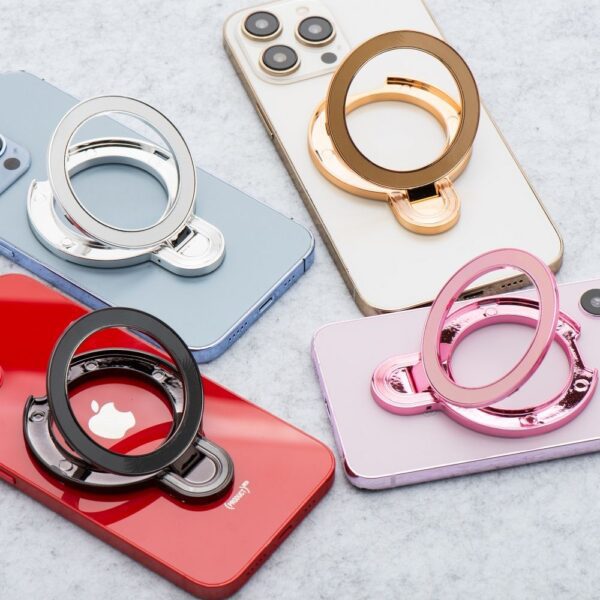 Phone stand CIRCLE - stick-on - silver