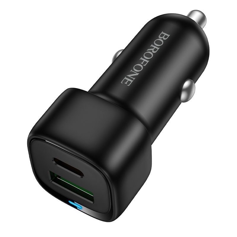 Borofone Car charger BZ34B Cloud - USB + Type C - QC 3.0 PD 38W black