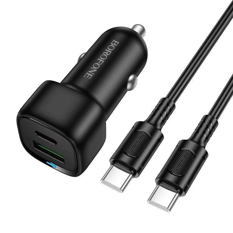 product-103018 Borofone Car charger BZ34B Cloud - USB + Type C - QC 3.0 PD 38W with Type C to Type C cable black