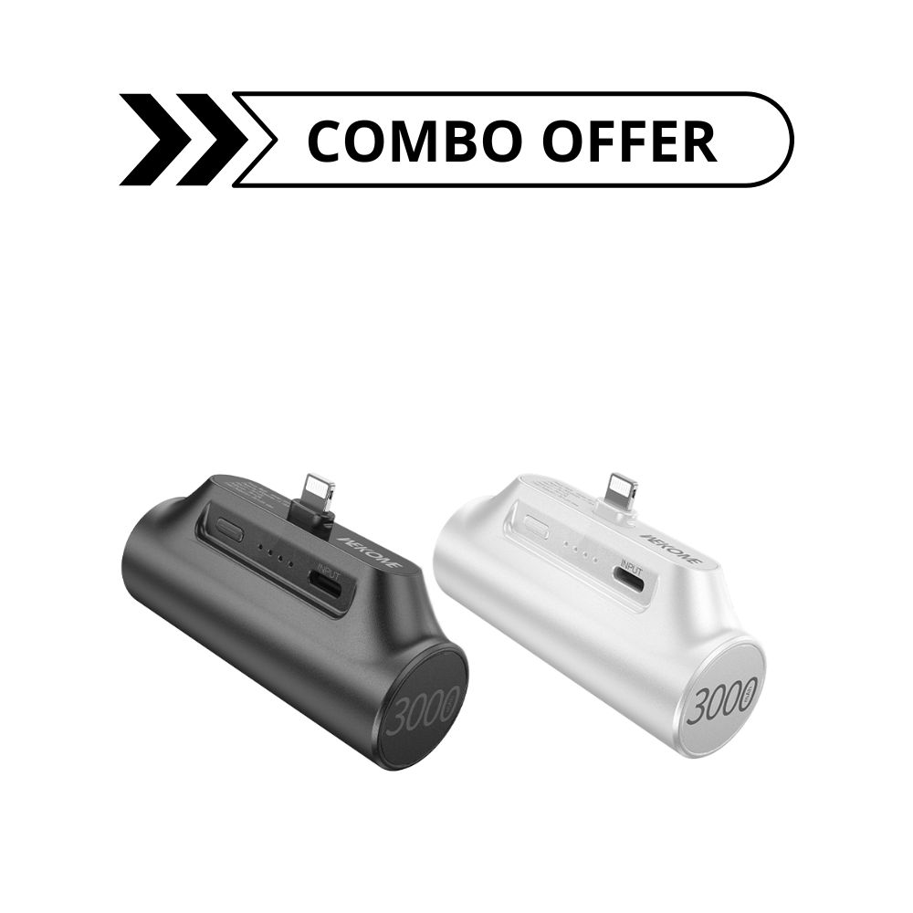 Combo Offer Power Bank 3000mAh 10W WK WP-07 Lightning (1+1)