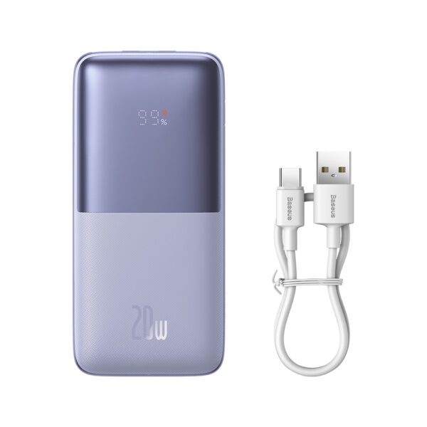 Baseus Bipow Pro Power Bank 10000mAh 20W Purple with USB Type A - USB Type C 3A 0.3m Cable (PPBD040205)eng