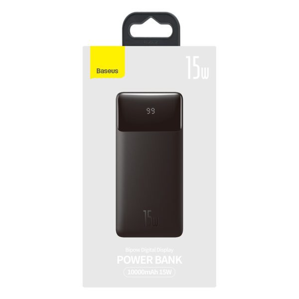 Baseus Bipow powerbank with display 10000mAh 15W black (Overseas Edition) + USB-A - Micro USB cable 0.25m black (PPBD050001)eng